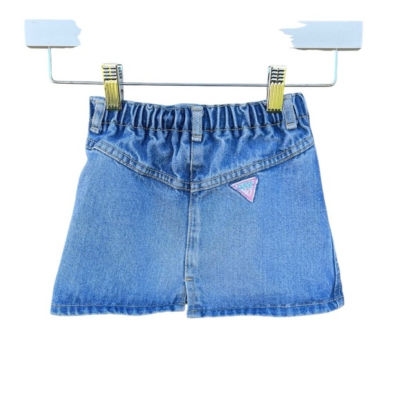 Vintage Baby Guess Jeans Denim Mini Skirt Made in USA Talon Zip 4Y Elastic Waist - Picture 2 of 13